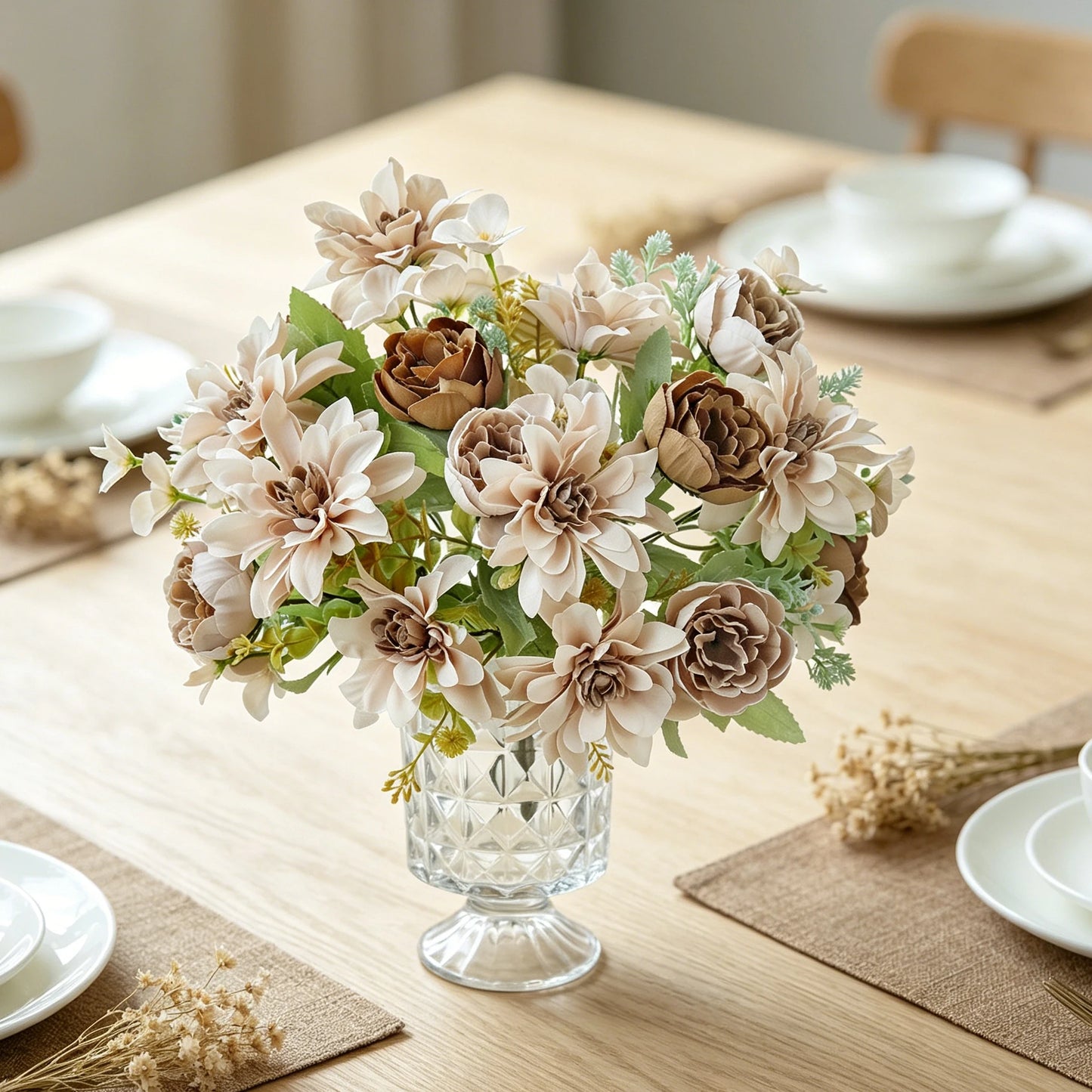 Artificial Silk Peony Dahlia Bouquet | Wedding & Home Decor