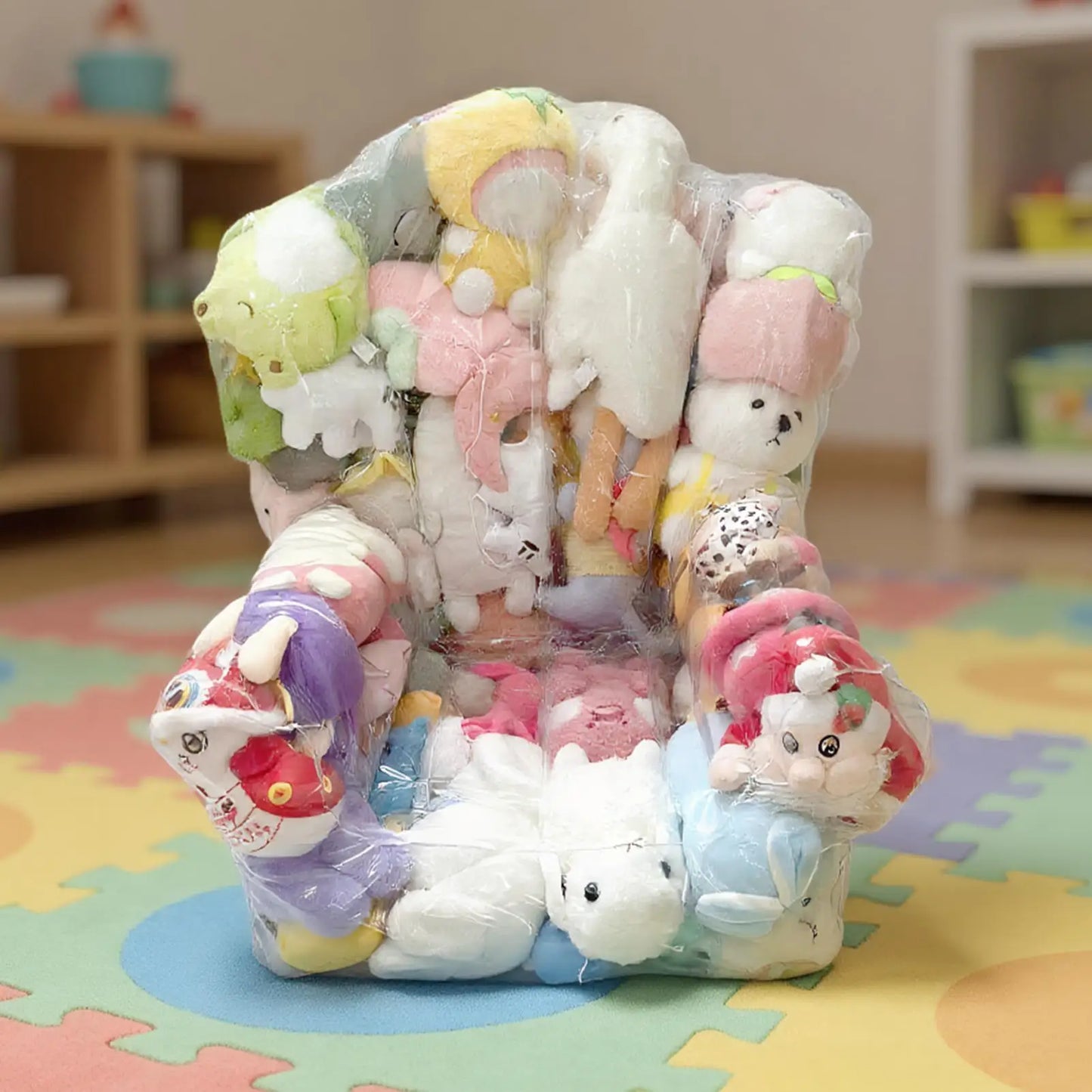 Clear Stuffed Animal Bean Bag Chair & Plush Toy Organizer
