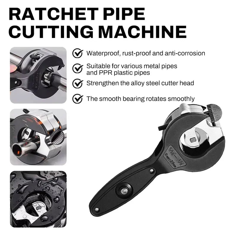 Ratcheting Tubing Cutter 8-29mm Universal Pipe Cutter Stainless Steel Copper Aluminium Ratchet Scissors Hose Cutting Hand Tools Peaceful Pleasures Health and Wellness