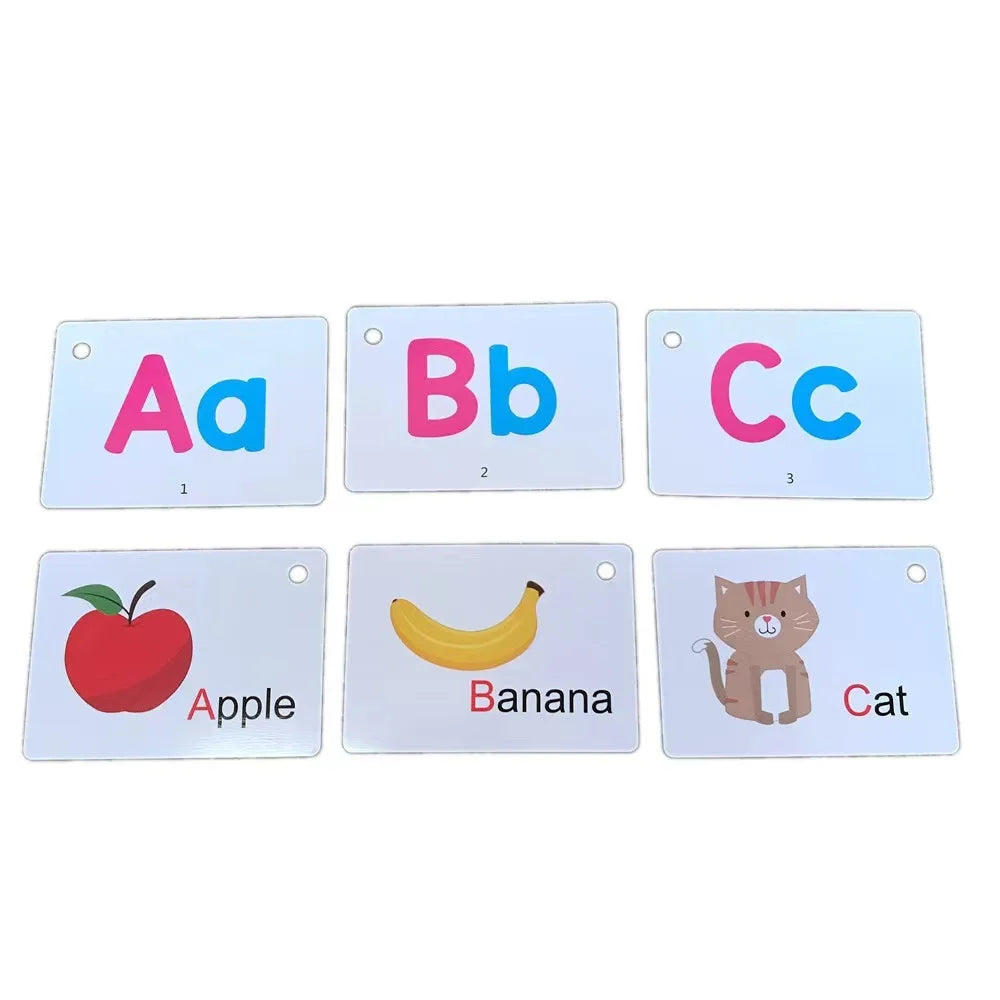 Wipe-able Alphabet Fun Cards Toy, Early Learning Educational Uppercase Lowercase Letters Gift For Kids, Spelling Animal Cartoon Peaceful Pleasures Health and Wellness