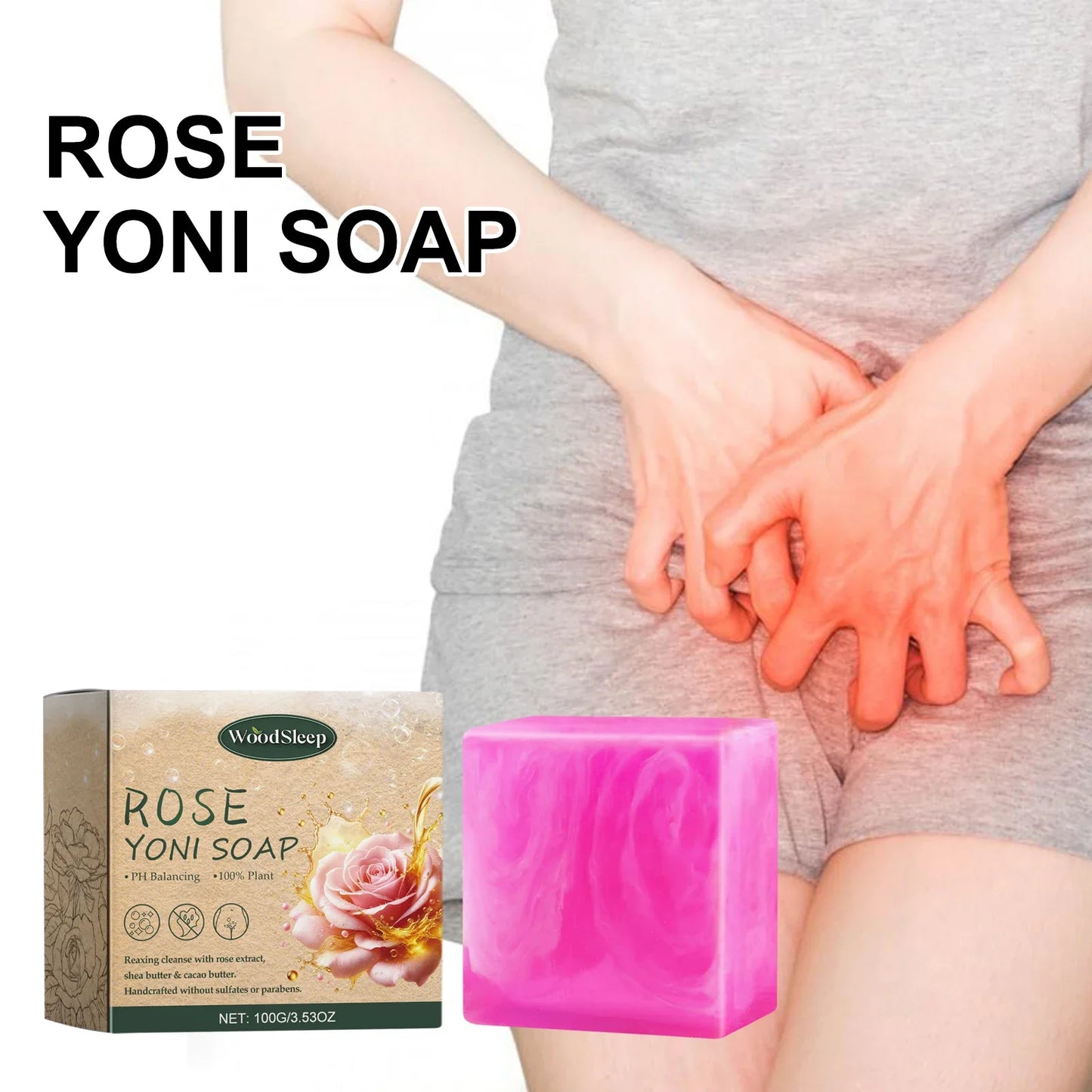WoodSleep Rose Feminine Cleansing Bar – pH-Balanced Wash Soap