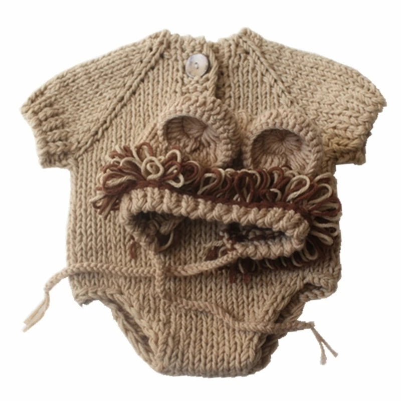 Newborn Baby Lion Costume Photo Props – Hat & Jumpsuit Set