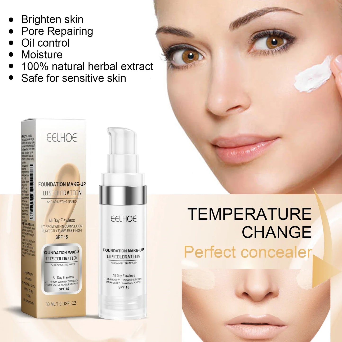 Eelhoe Color-Changing Concealer Foundation – Full Coverage
