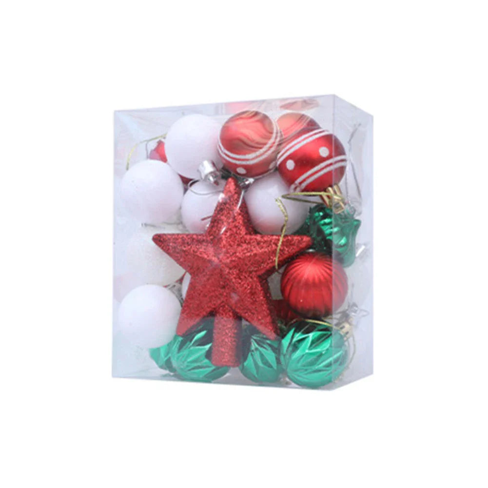 31-Piece Glitter Christmas Ball Ornament Set with Star Topper