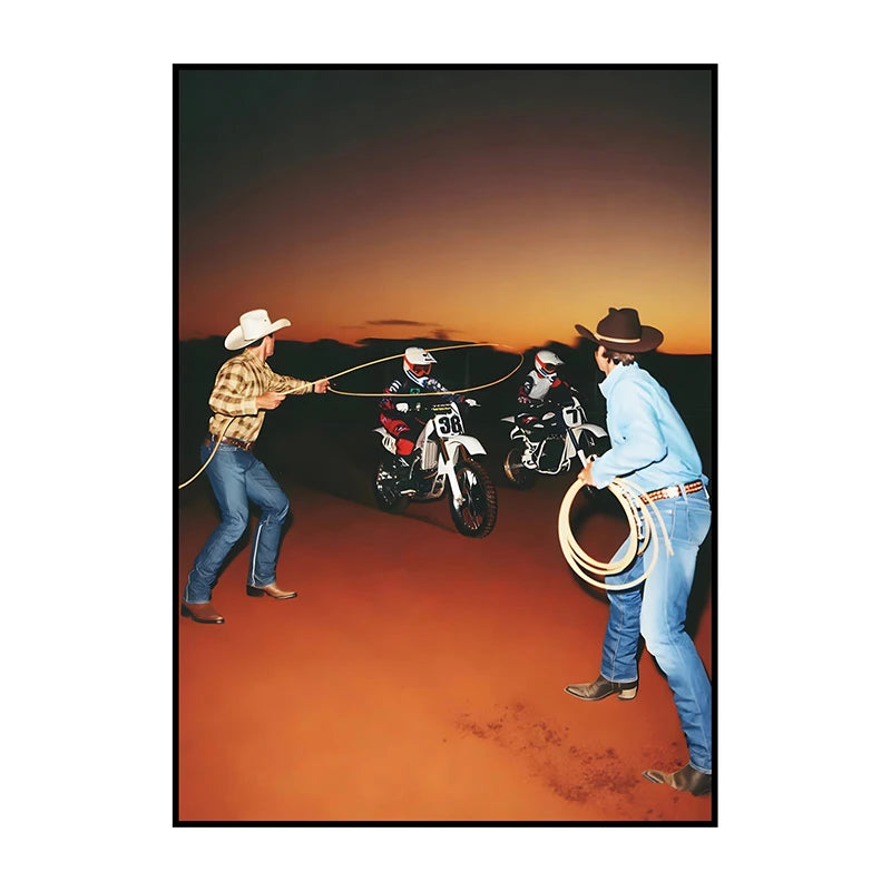Abstract Cowboy Horseback Canvas Wall Art | Modern Home Decor