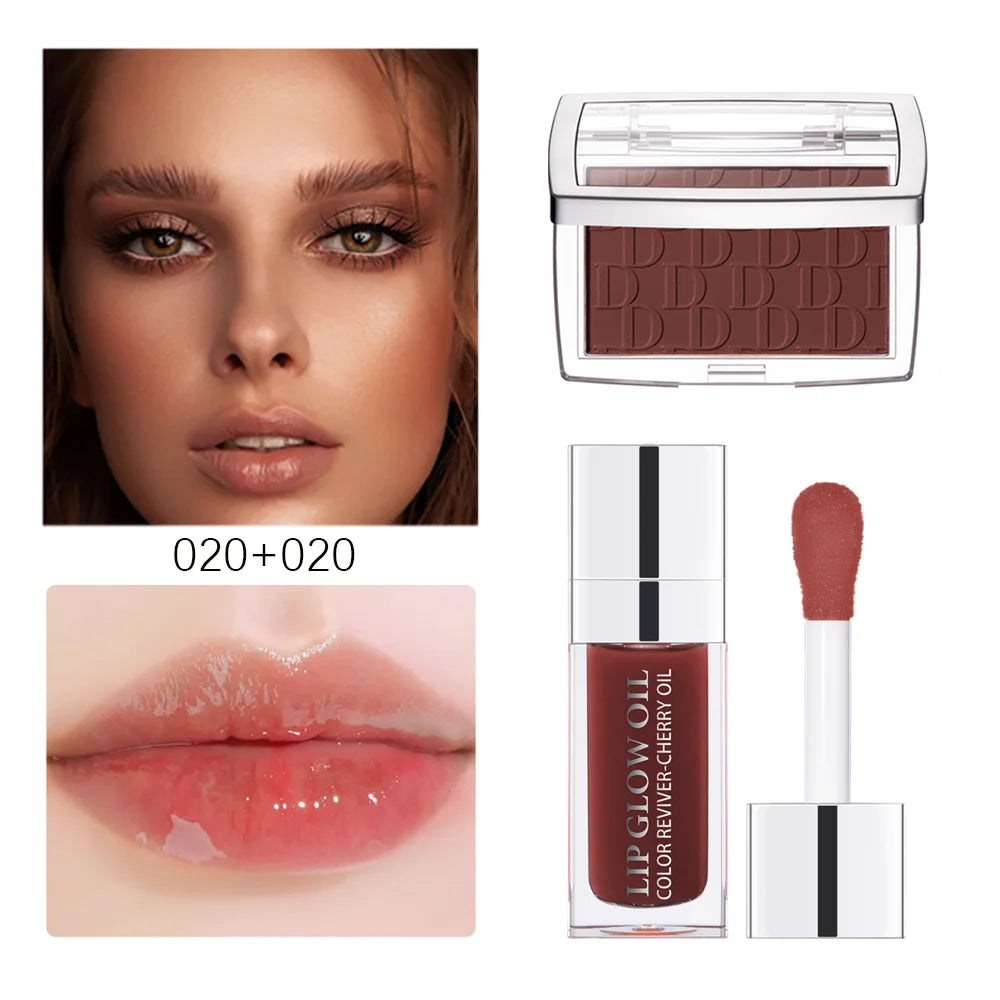 ibcccndc Lip Glow Oil & Matte Blush Set | Plumping Lip Gloss Duo Lip & Blush Set Peaceful Pleasures Health and Wellness 020