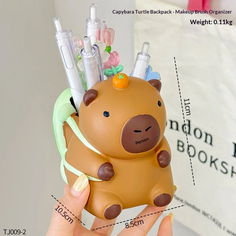 Portable Creative Cute Capybara Pen Holder Large Capacity Makeup Brush Holder Multi Functional Cartoon Stationery Storage Box Peaceful Pleasures Health and Wellness as show 1pc