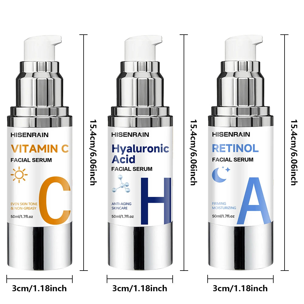 HISENRAIN AM PM Hyaluronic Acid Serum with Retinol And Noon VC 3-in-1 Brightening Anti-Aging Daily Skincare Treatment for Face. Peaceful Pleasures Health and Wellness