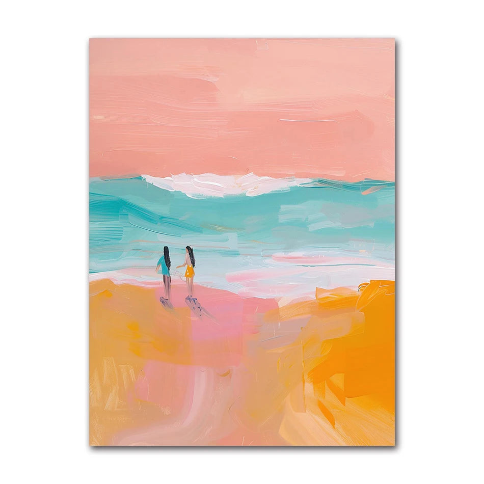 Beach Surfing Canvas Wall Art | Summer Seaside Poster Print Canvas Wall Art Peaceful Pleasures Health and Wellness