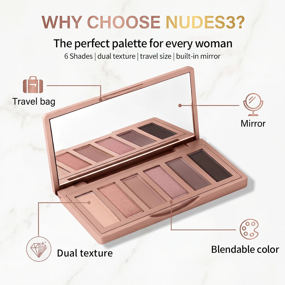 Mini Soft Pink Eyeshadow Palette Long Lasting All-Day Wear Brighten Eyes Matte & Shimmer Shadow Smooth Texture Eyeshadow Palette Peaceful Pleasures Health and Wellness