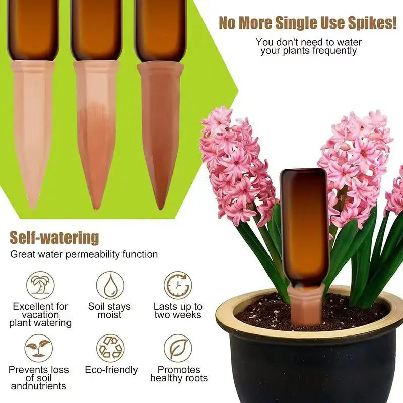 Terracotta Self-Watering Stakes 4-Pack | Auto Drip Irrigator