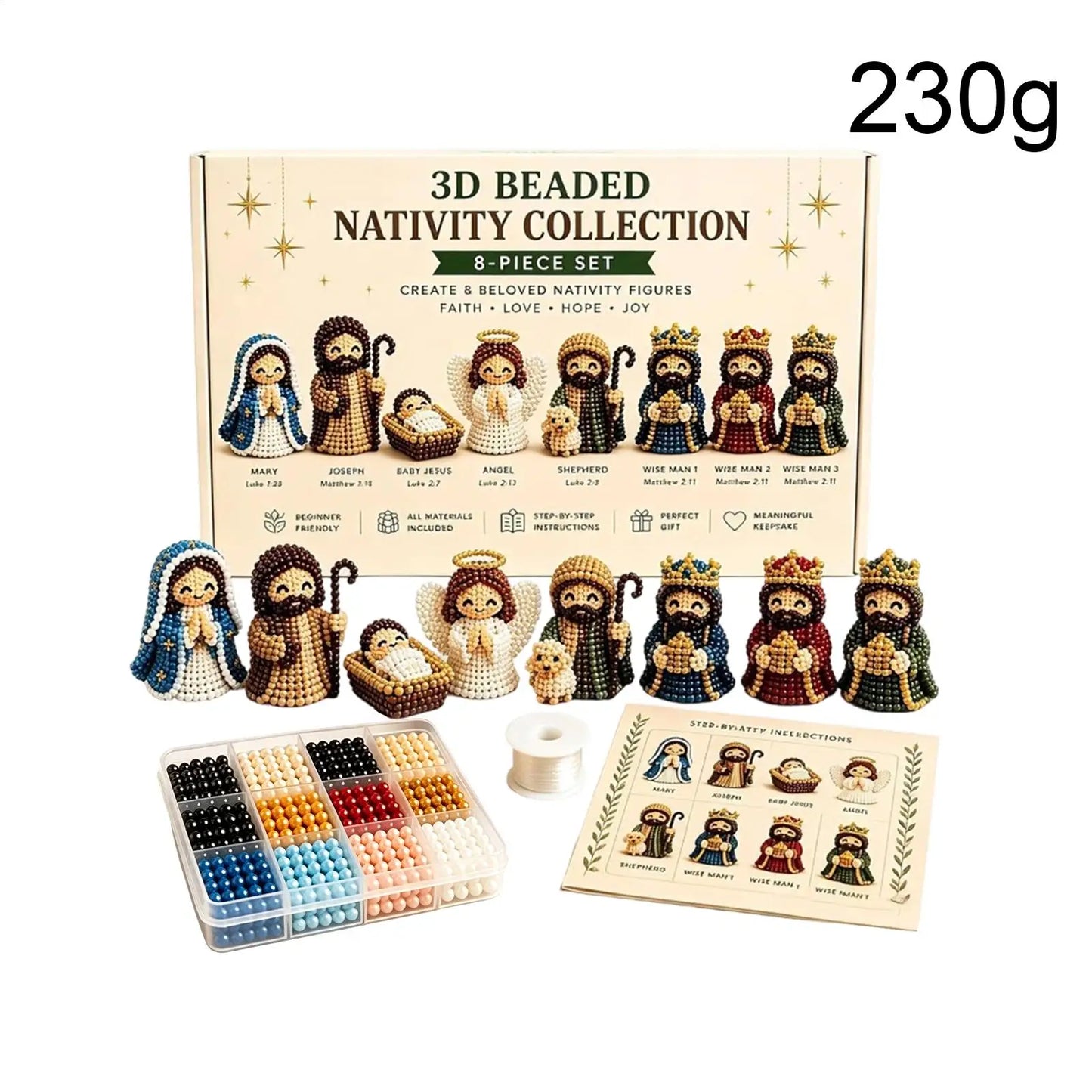 3D Nativity Bead Craft Kit – Christmas Beaded Figurines Set