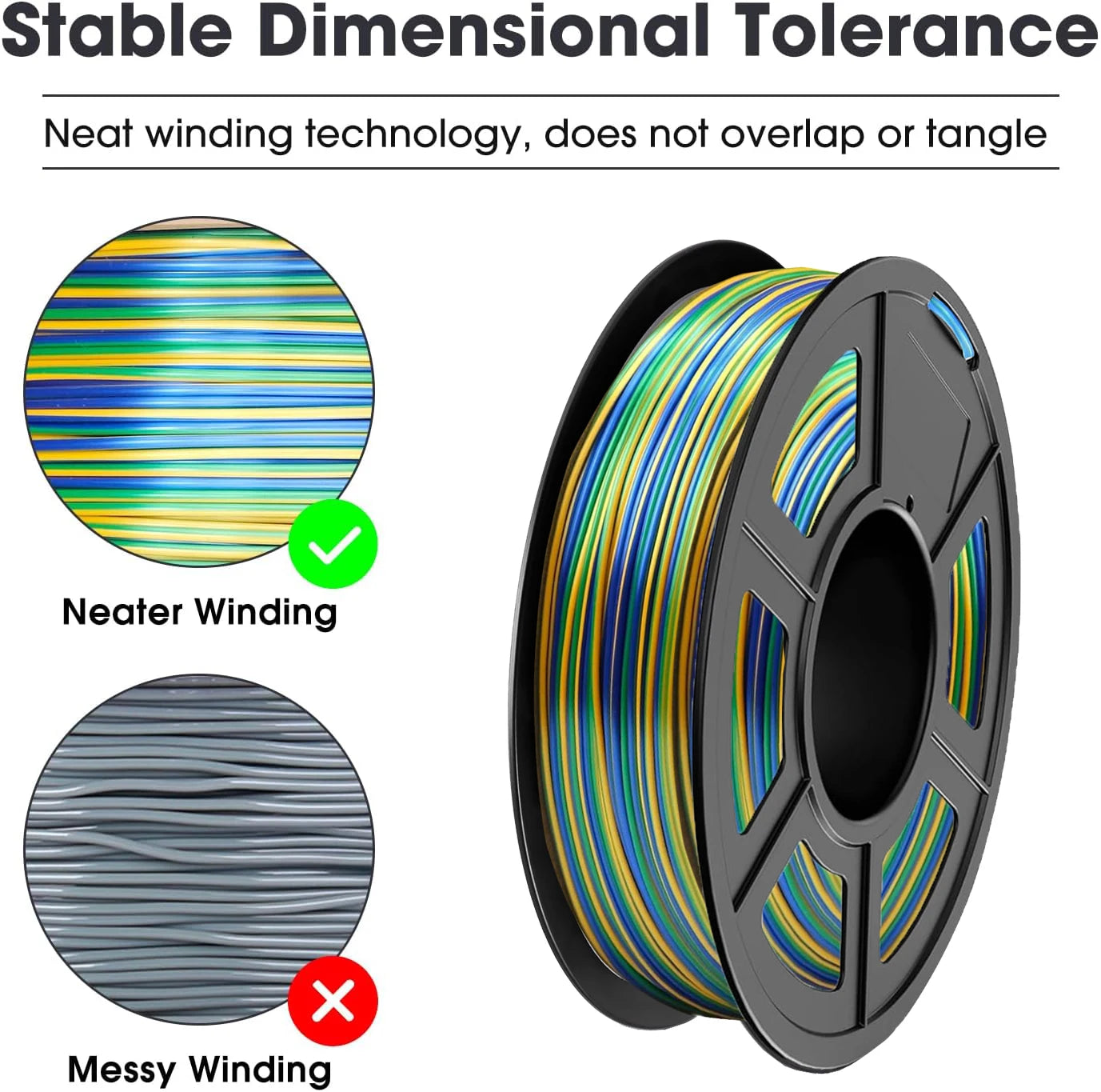 Silk PLA Filament 1.75mm Gradient Color – 250g/500g/1kg Spools