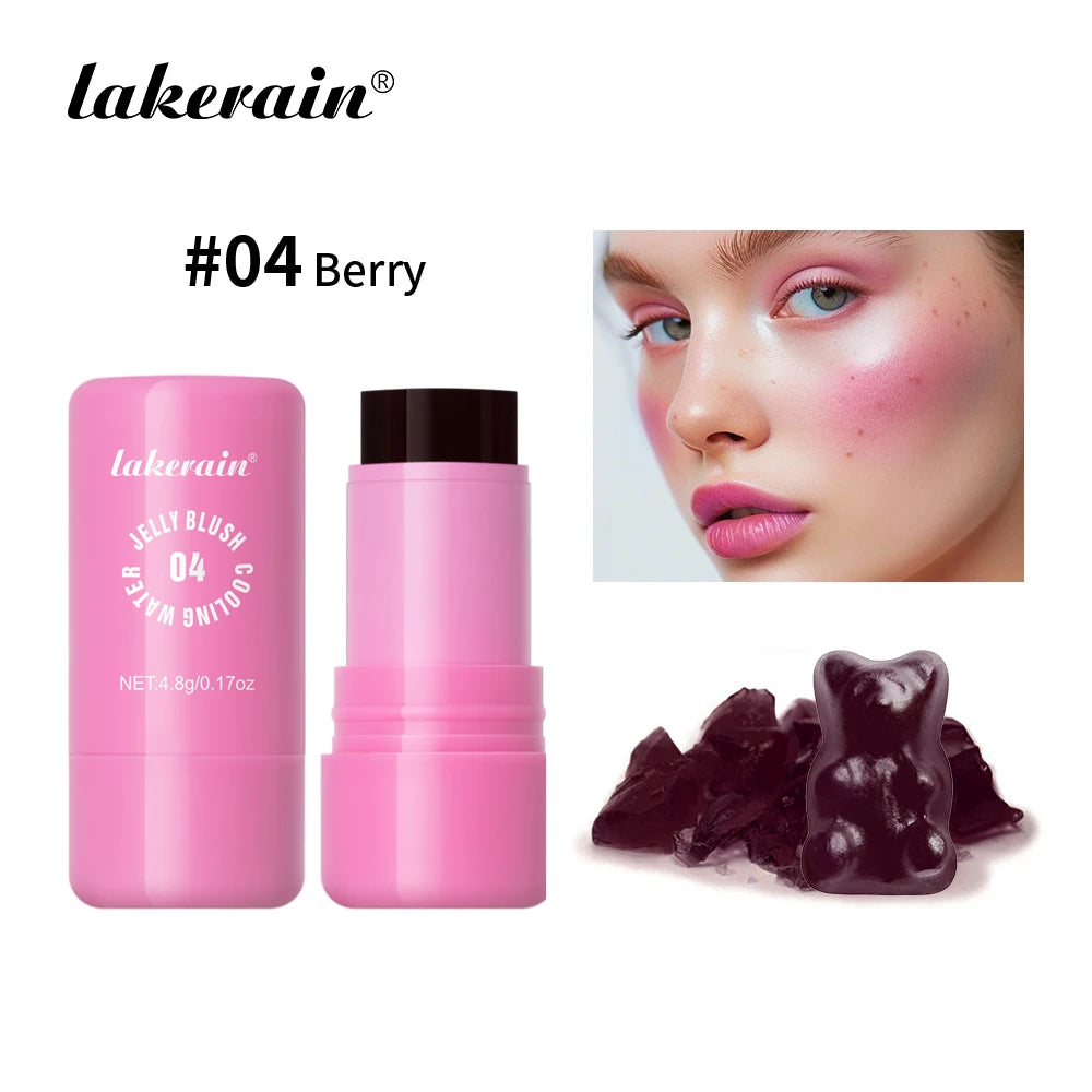 Original Cooling Water Jelly Blush Stick Blush Tinted Cosmetics Tint Stick Watercolor Multi-Use Matte Blush Makeup For Women Peaceful Pleasures Health and Wellness 04 Berry