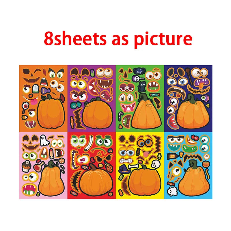 Funny Make Pumpkin Stickers Kids Toddlers 14 Different Designs Face