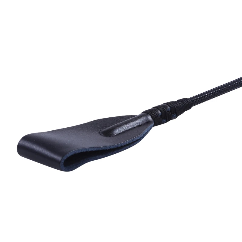 Black Faux Leather Horse Whip Handmade Braided Riding Crop for Equestrian Racing Training Equipment High Quality Peaceful Pleasures Health and Wellness