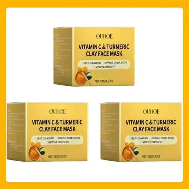 Vitamin C Turmeric Mud Mask Cleansing Shrinking Pores Moisturizer Brighten Deep Hydration Lightening Reduce Dullness Clay Mask Peaceful Pleasures Health and Wellness 3pcs