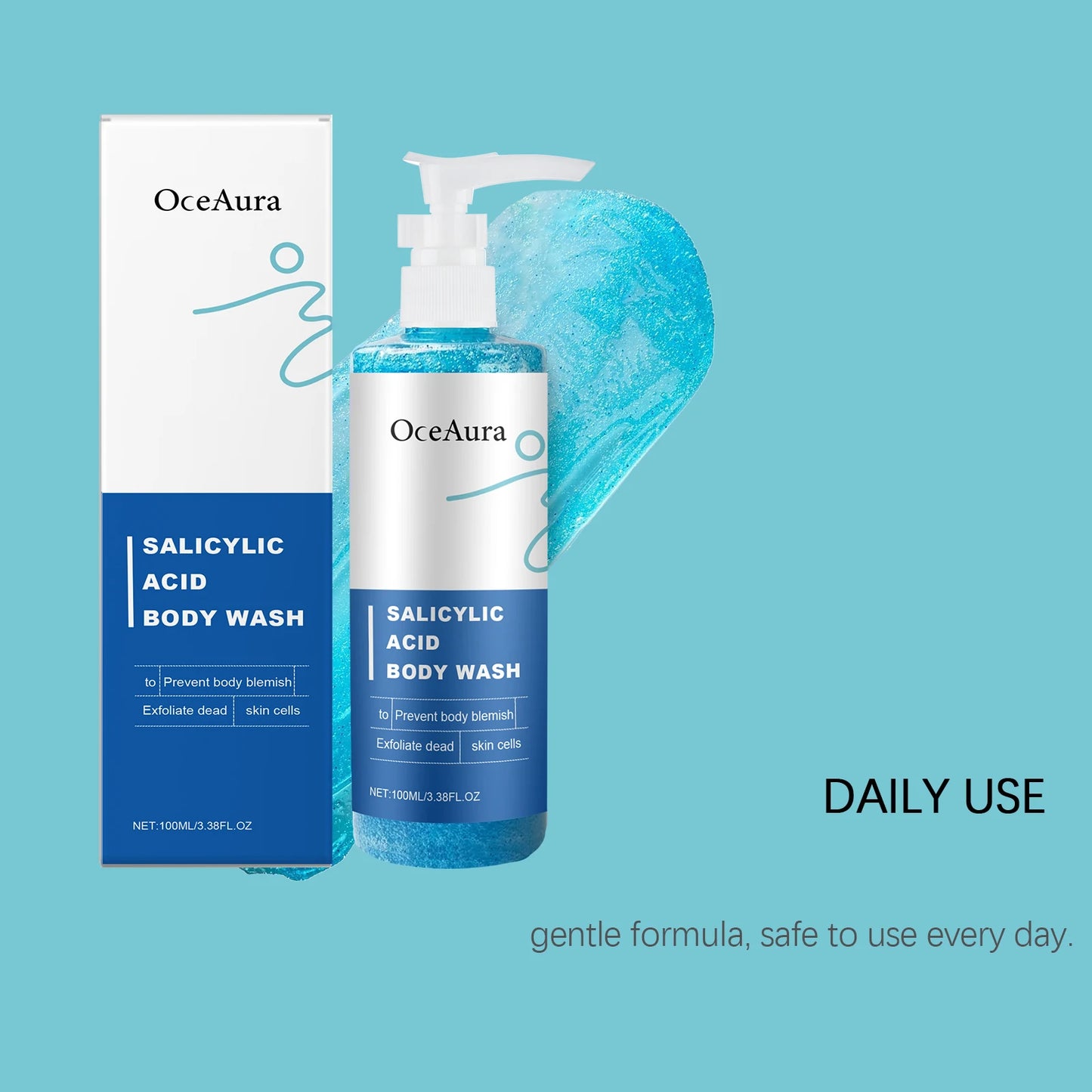 OceAura Salicylic Acid Body Wash | Exfoliating Shower Gel 100ml