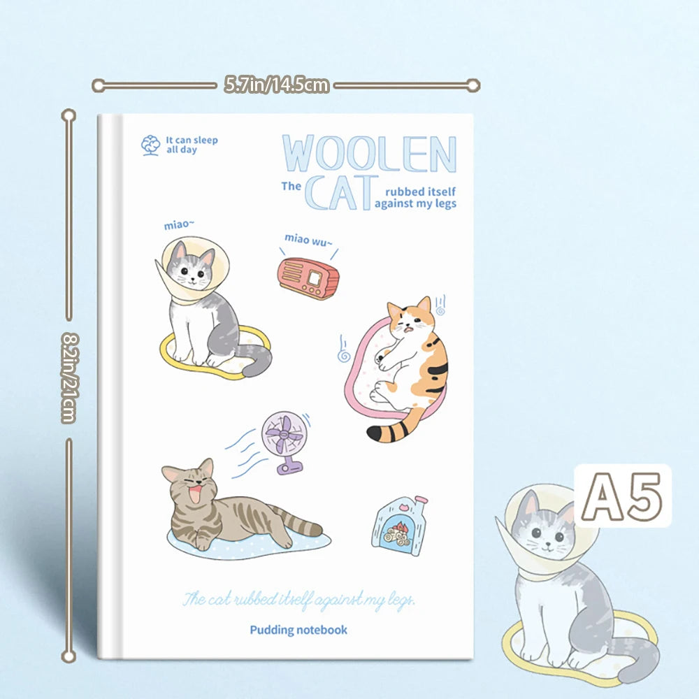 Cute Cat A5 Hard Cover Notebook Cartoon Simplified Student Classroom