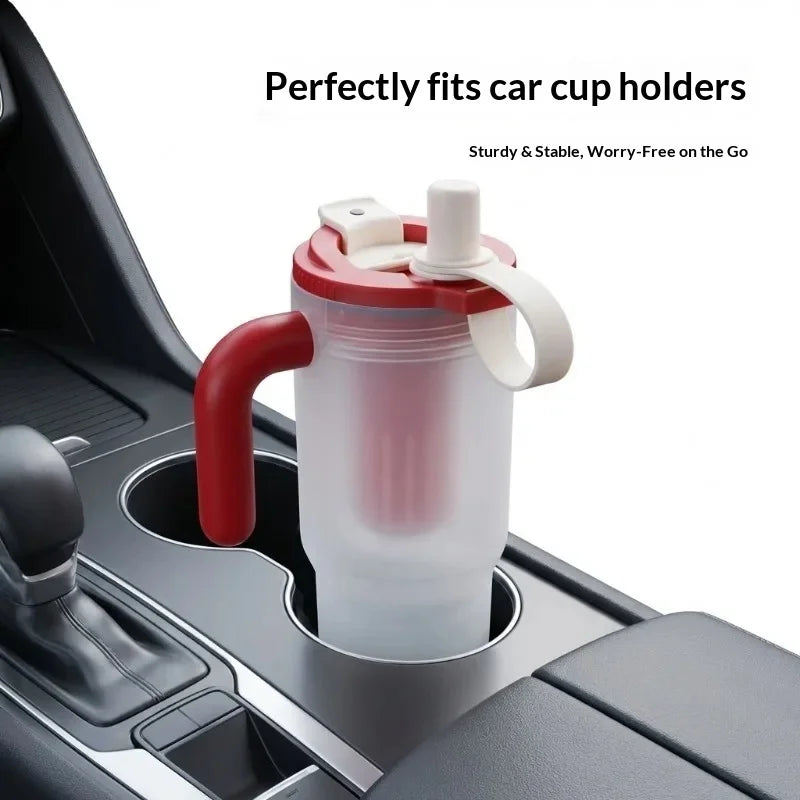 Portable Sport Drinking Bottle Transparent Plastic Water Cup with Straw&Strainer Travel Large Capacity Heat-resistant Tumbler Peaceful Pleasures Health and Wellness