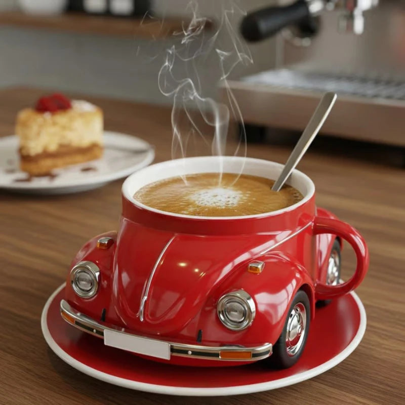 300ML Creative Cartoon Beetle Shaped Coffee Single Mug Without Chassis & spoon Christmas Cups With handle Friends & family Gifts Peaceful Pleasures Health and Wellness