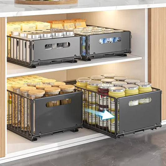 Pull Out Cabinet Organizer | Kitchen Slide-Out Storage Rack Cabinet Pull-Out Organizer Peaceful Pleasures Health and Wellness
