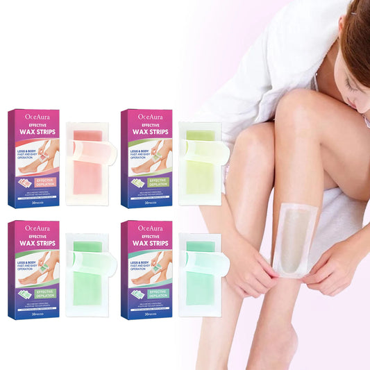 OceAura Painless Hair Removal Wax Strips 30pc – Face & Body Hair Removal Wax Strips Peaceful Pleasures Health and Wellness