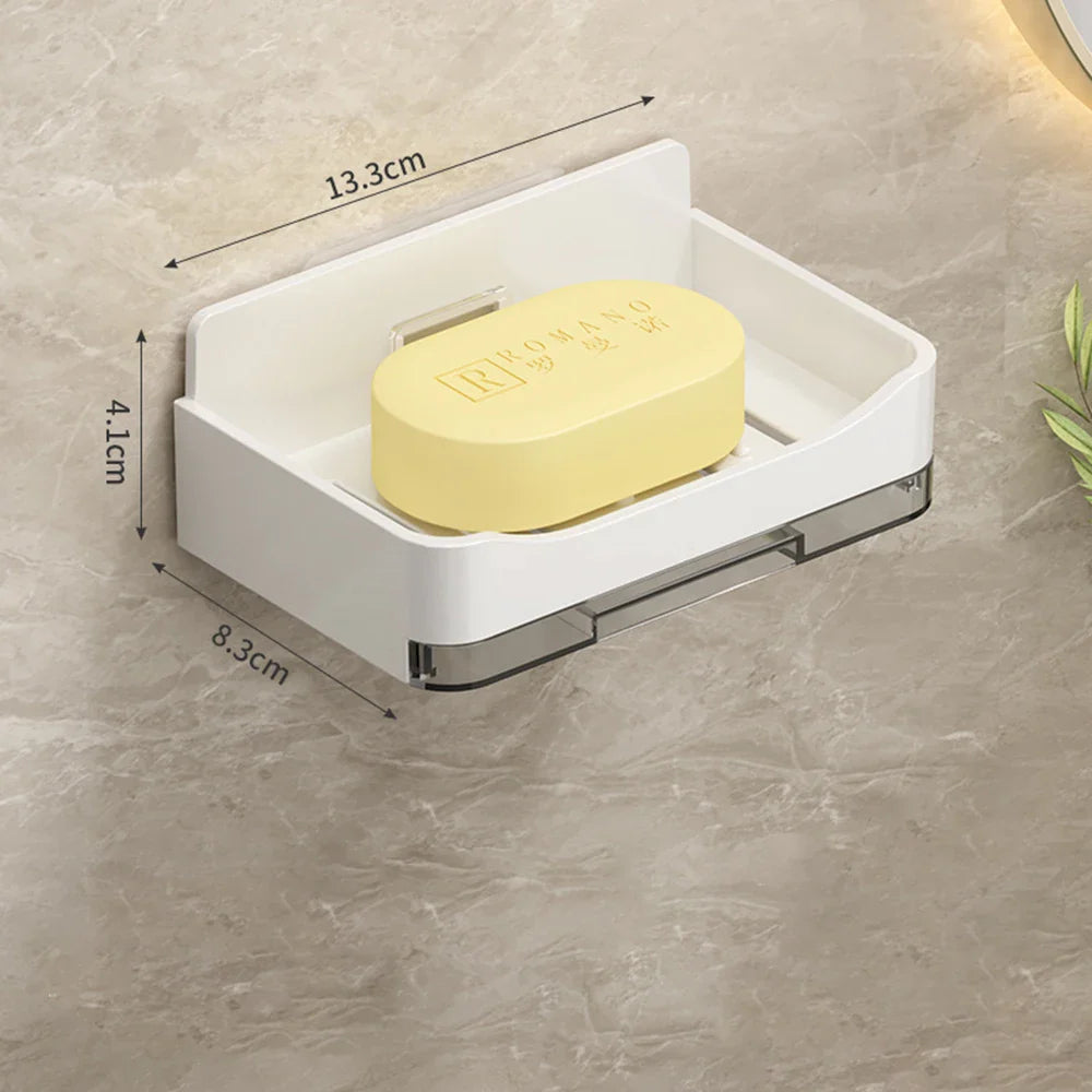 Wall Soap Dish Holder – No-Drill, Drain Tray | Bathroom Organizer