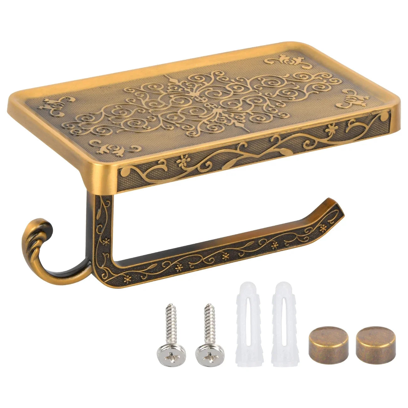 Vintage Carved Wall-Mounted Toilet Paper Holder | Space Aluminum