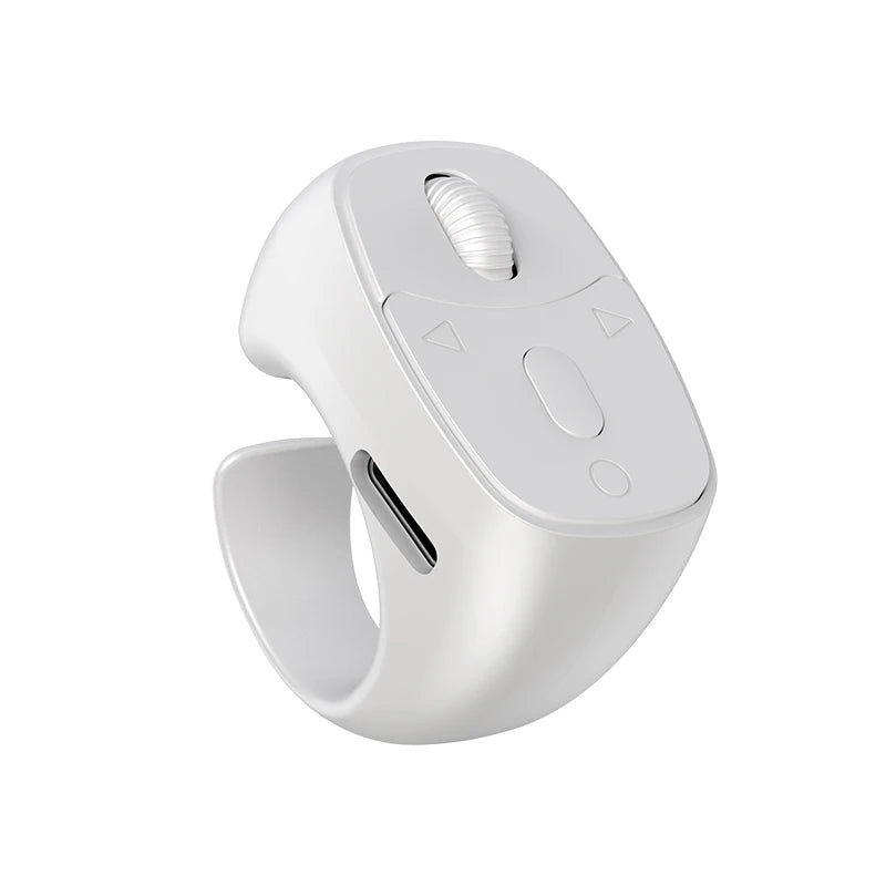 Bluetooth 5.3 Fingertip Scrolling Ring Remote – Selfie & Video Peaceful Pleasures Health and Wellness Nobox-White A