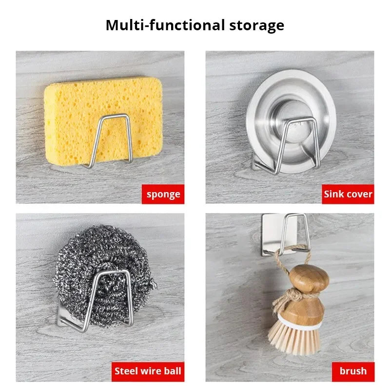 1pc Stainless Steel Sink Sponge Rack For Sponge Steel Wire Ball Draining Paste The Inner Wall Of The Sink Kitchen Supplies Peaceful Pleasures Health and Wellness