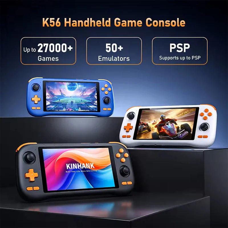 K56 Android 14 portable gaming console with 5.5-inch touchscreen and over 50 retro video game emulators for DC/MAME/SS/PSP Peaceful Pleasures Health and Wellness