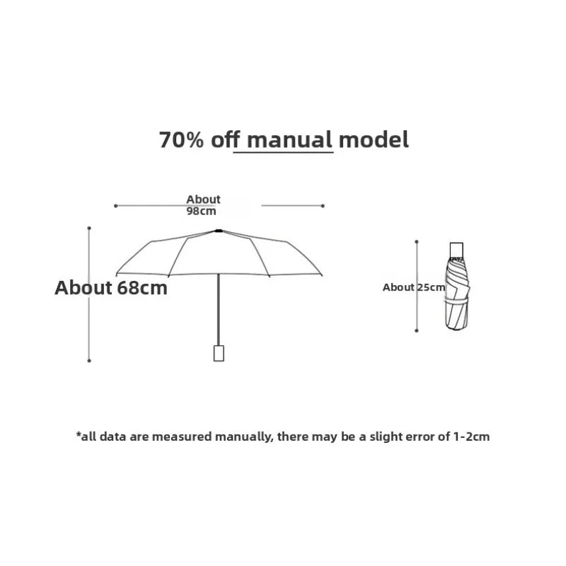 1pc Rainy and Sunny Dual-use Sun Umbrella for Students Sun Protection and UV Protection for Girls' Hearts Peaceful Pleasures Health and Wellness