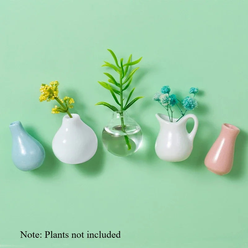 3D Mini Ceramic Vase Fridge Magnets | Cute Kitchen Decor