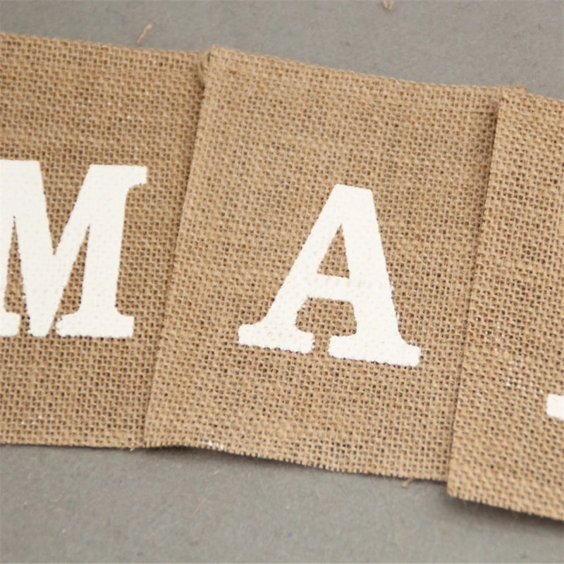 Bar Decoration Jute Burlap Bunting Rustic Just Married Mr Mrs Wedding Banner Garland Party Flags Candy Event Home Party Supplies Peaceful Pleasures Health and Wellness