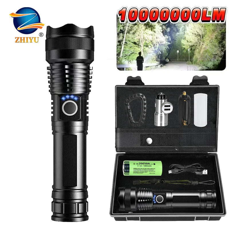ZHIYU P50 Zoomable LED Tactical Flashlight – 500m Rechargeable
