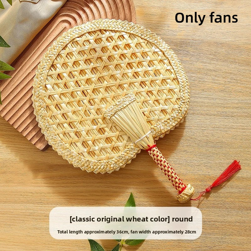 1pc Chinese Hand Woven DIY Home Decoration Heat Dissipation Bedroom Living Room Summer Cooling Weaving Hand Fan Peaceful Pleasures Health and Wellness Round fan 1pc