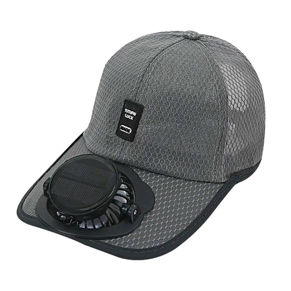 Solar Fan Baseball Cap | USB Rechargeable 600mAh | Breathable Mesh | Adjustable Sun Hat for Outdoor Summer Supplies Peaceful Pleasures Health and Wellness Gray