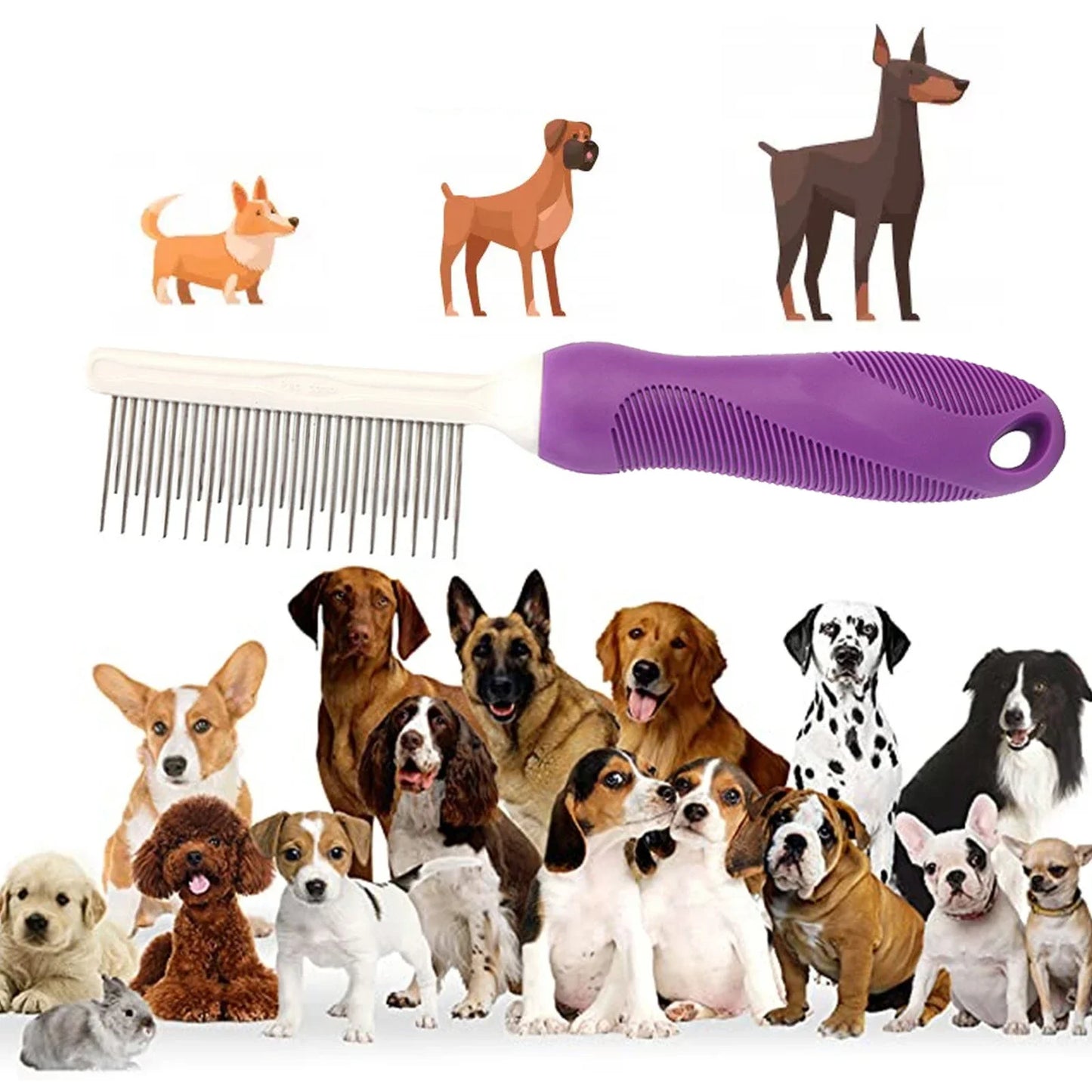 Stainless Steel Dog & Cat Fur Rake Comb | Detangling Tool