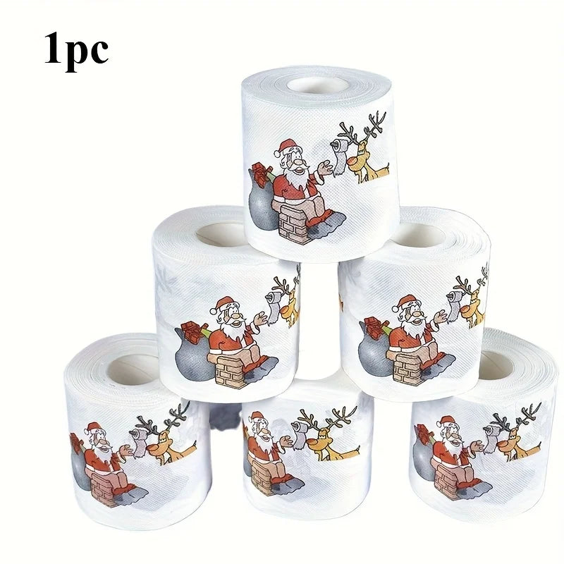 1Roll Christmas-themed Toilet Paper Santa Claus Festive Design