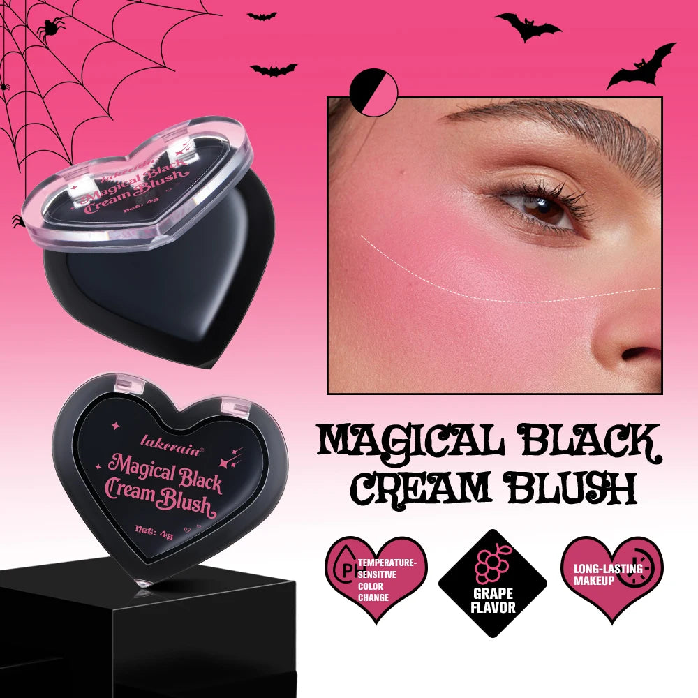 Magic Black Cream Blush PH Color Changing for Cheeks Lips Shadow Beeswax Halloween Cosplay Cosmetics Peaceful Pleasures Health and Wellness
