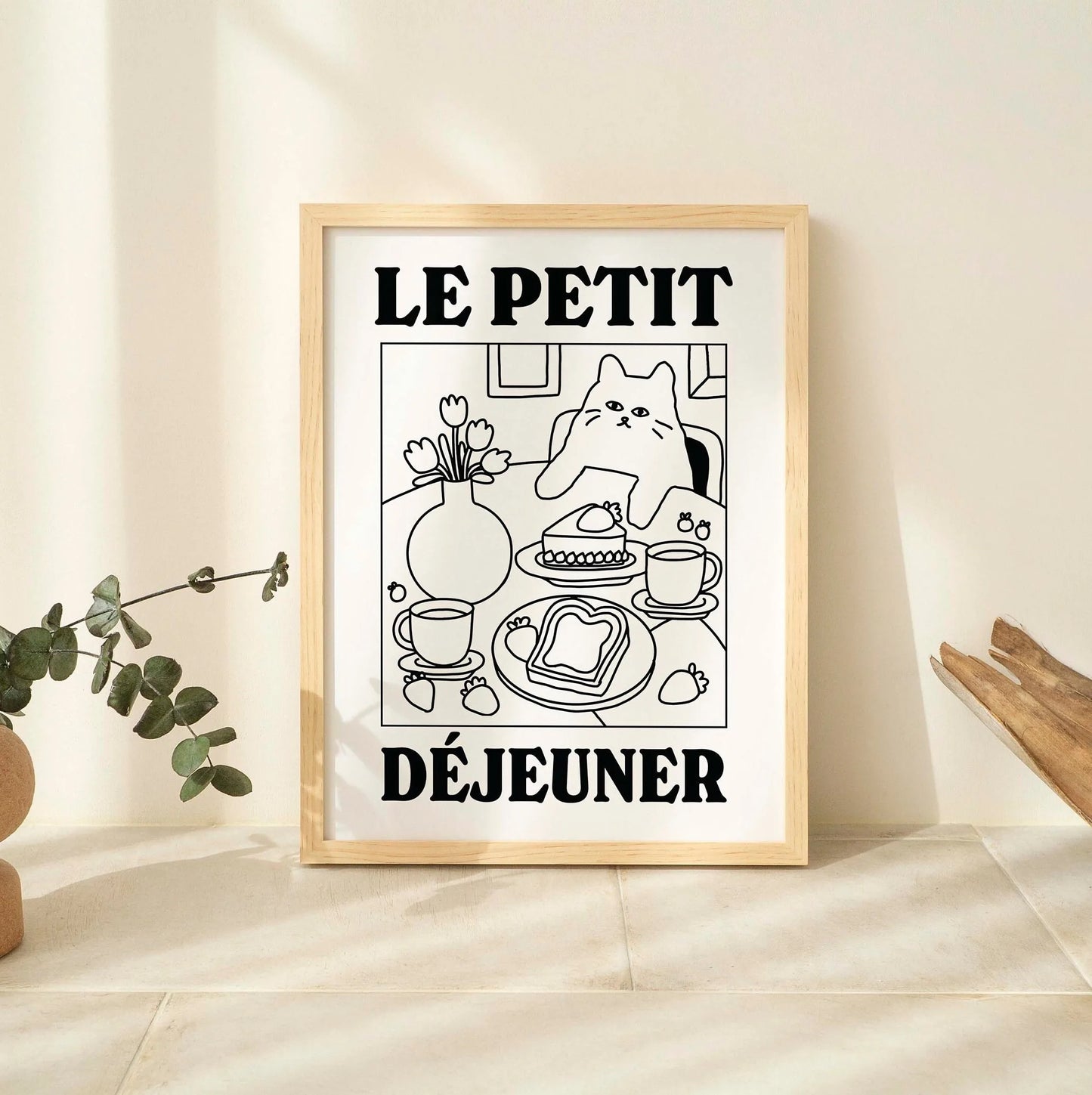 Funny Cat Canvas Wall Art | Spaghetti & Espresso Kitchen Decor