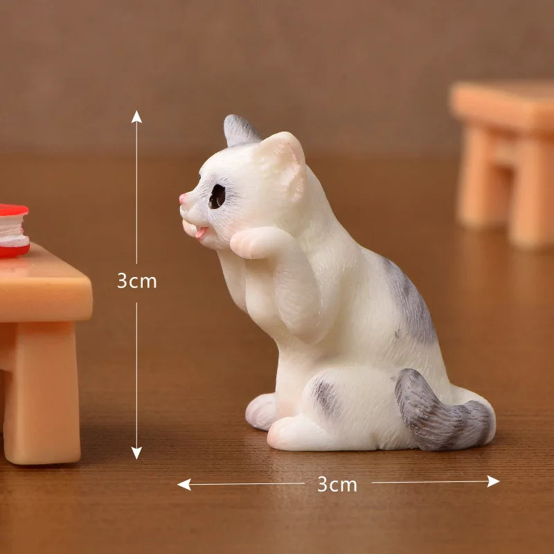Miniature Cat Figurines Resin Landscape Decoration Miniature Figurines Accessories for Desk Landscape Plant Pot Bonsai Craft Peaceful Pleasures Health and Wellness 13