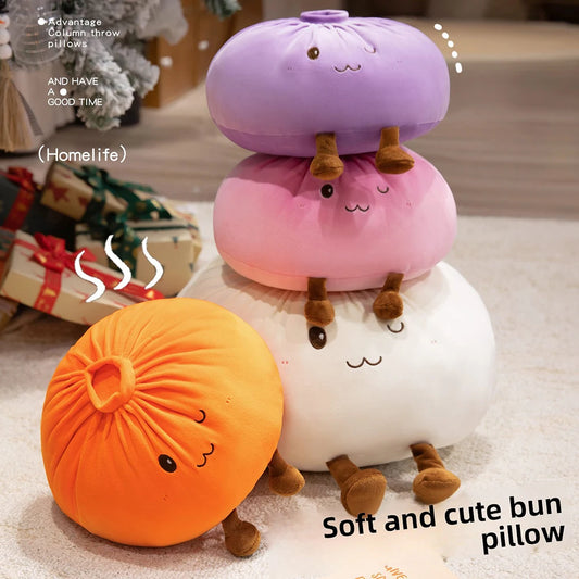 Cute Steamed Bun Plush Pillow | Stuffed Dumpling Throw Pillow Plush Stuffed Pillow Peaceful Pleasures Health and Wellness