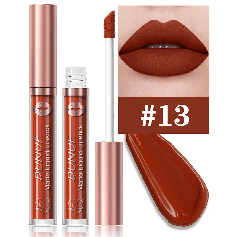 DUNUF 18-Color Matte Velvet Lipstick & Moisturizing Lip Gloss