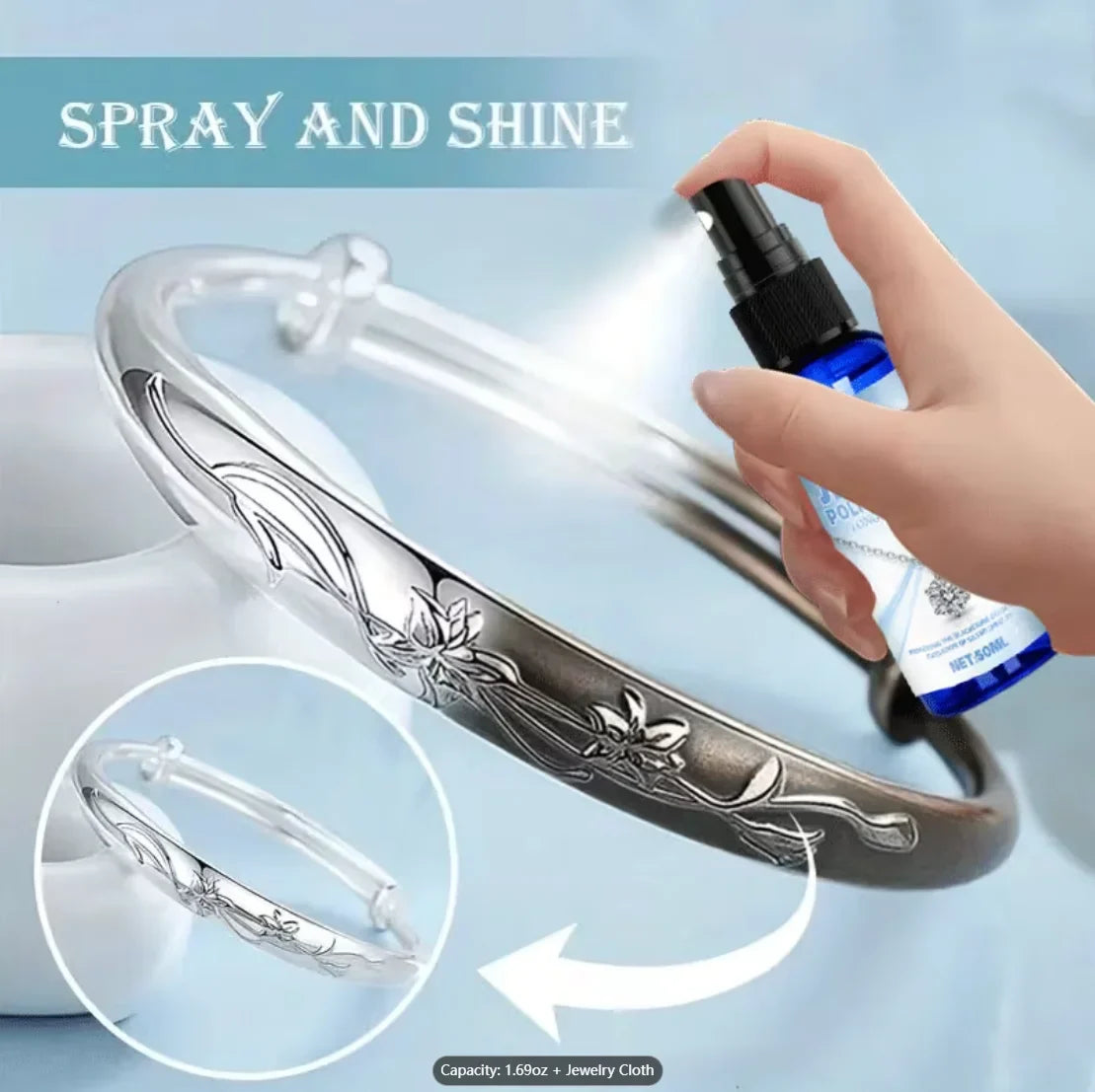 Jewelry Polishing Spray & Cloth – Gold, Silver & Diamond Cleaner