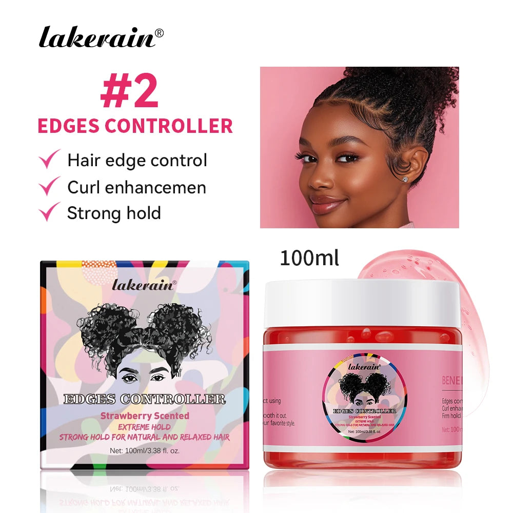 Lakerain Strong Styling Hair Gel Long Lasting Control Edge Gel Smoothes Nourishes Hair Curl Enhancement Strong Hold Hair Gel Peaceful Pleasures Health and Wellness 01 BLACK