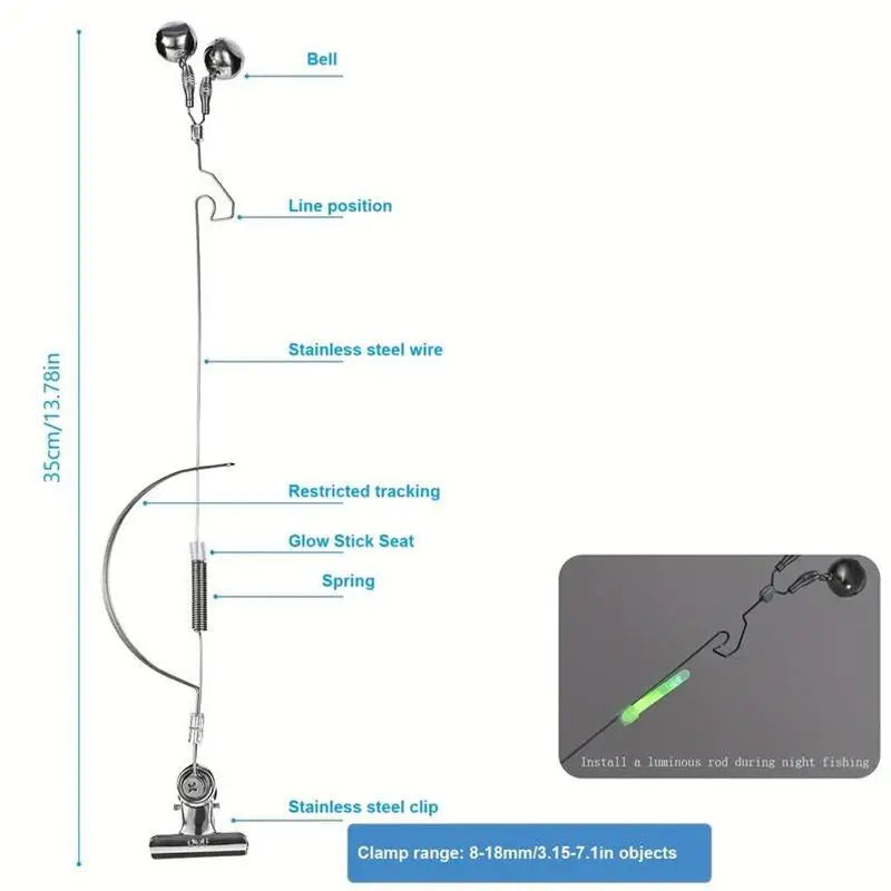Stainless Steel Fishing Rod Bite Indicator Clip, Fishing Accessories, Fish Hook Alarm Clamp, Durable Angling Gear, Ideal for All Peaceful Pleasures Health and Wellness