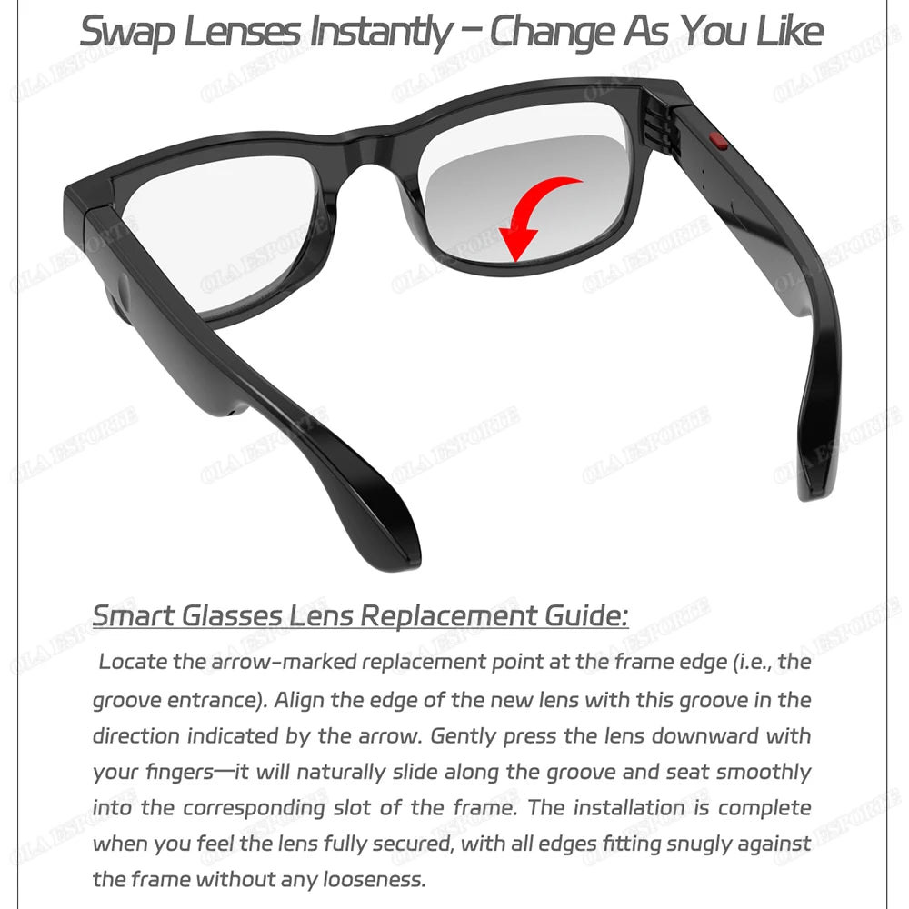 Smart Glasses AI Voice Assistant Bluetooth 5.3 HD Camera Sunglasses