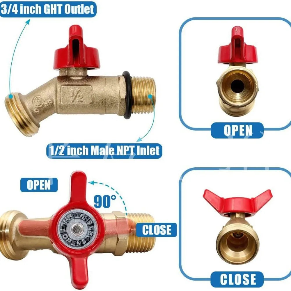 Brass Quarter Turn Ball Valve Rain Barrel Spigot & Bulkhead Fitting